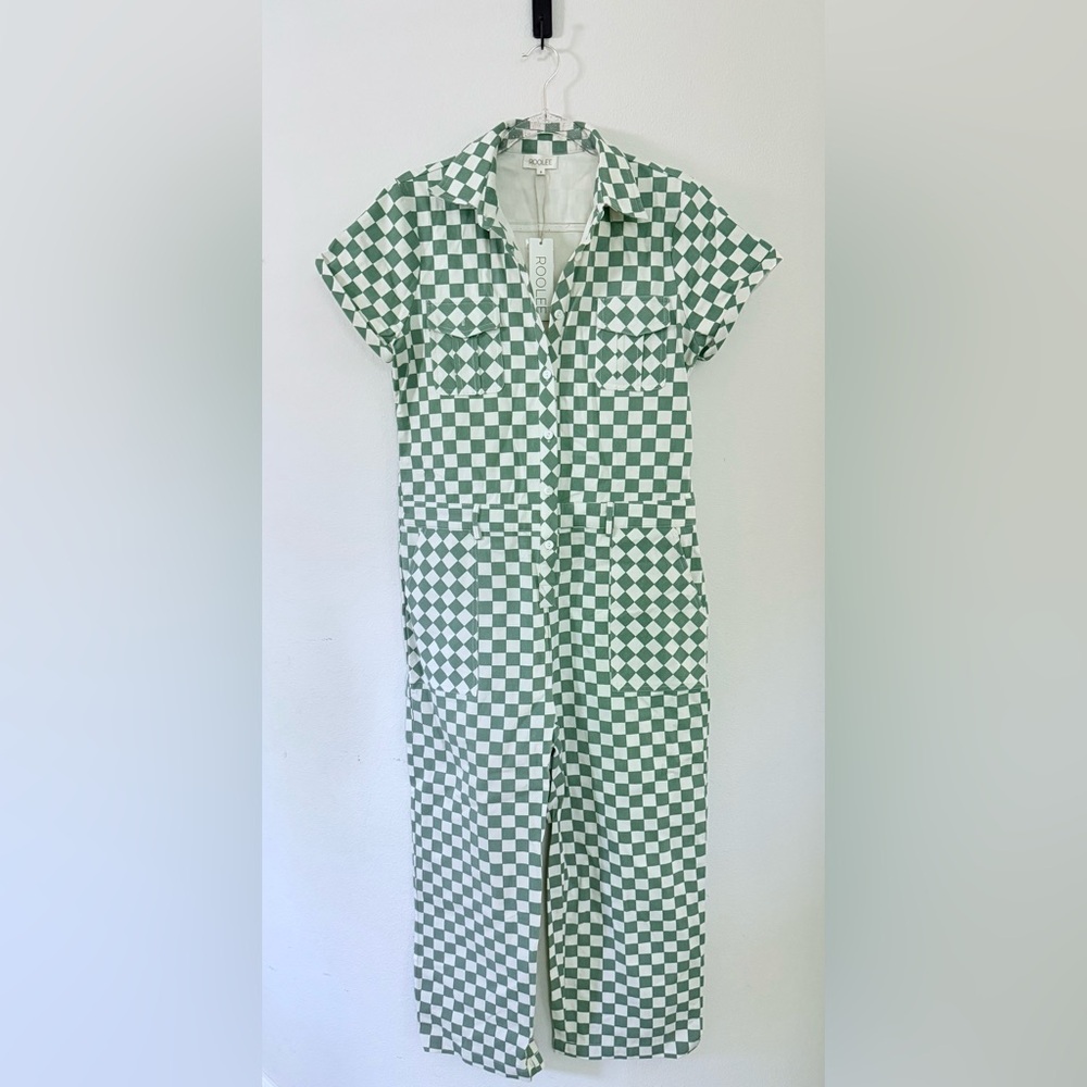 Roolee Green and White Plaid Jumpsuit - Picture 2 of 5
